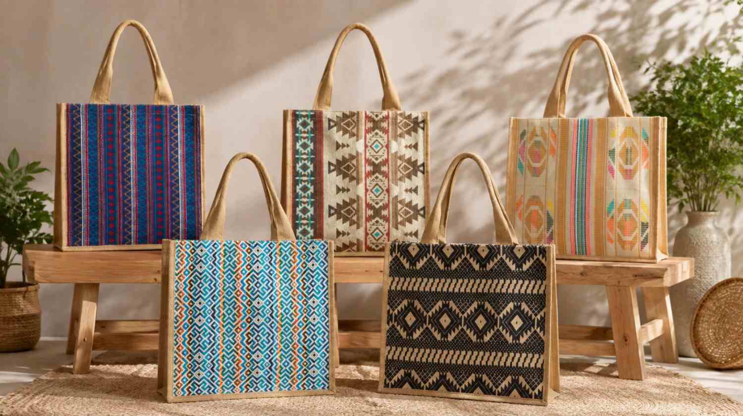 Jacquard Bags Stylish Reusable Bags for Boutiques and Retailer